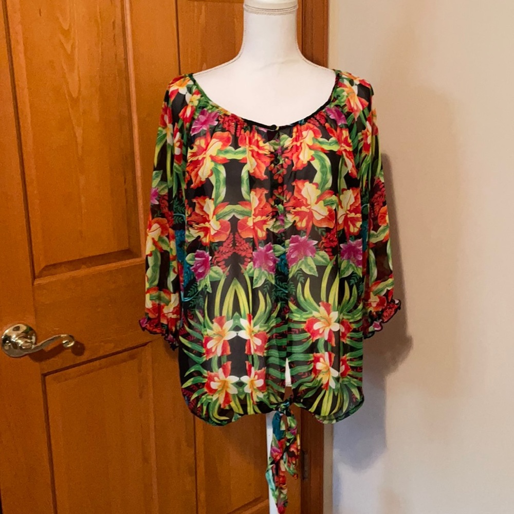 - Women’s roz&ali sheer blouse Sz XL